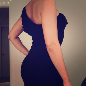 *DONATED* One shoulder black dress w/ ruffle